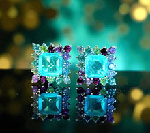 Load image into Gallery viewer, Green multi color gemstone earring