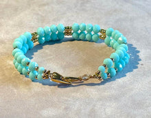 Load image into Gallery viewer, Turquoise crystal beaded bracelet in 14 K gold Filled