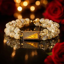 Load image into Gallery viewer, Handmade cream and gold beaded gemstone bracelets for a brides
