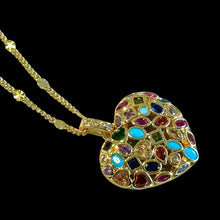 Load image into Gallery viewer, Gold filled heart gemstone necklace