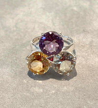 Load image into Gallery viewer, Three gemstone ring in sterling silver