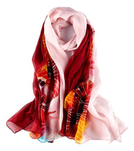 Load image into Gallery viewer, extra wide silk red scarf for a woman