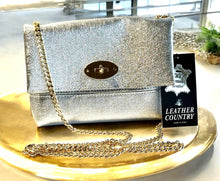 Load image into Gallery viewer, Italian silver leather bag for women