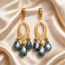 Load image into Gallery viewer, Labradorite gemstone gold filled earrings
