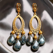 Load image into Gallery viewer, Gold Filled Chandelier labradorite gemstone earrings