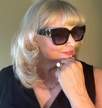 Load image into Gallery viewer, Ladies black sun glasses with gold details