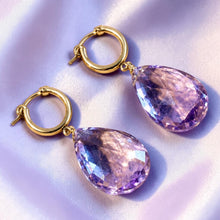 Load image into Gallery viewer, ladies teardrop facet cut amethyst gemstone earrings
