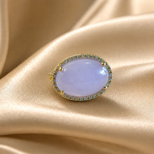 Load image into Gallery viewer, Lavender Jade oval gemstone ring