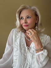 Load image into Gallery viewer, Long white drop bridal earrings