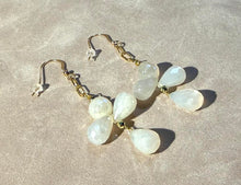 Load image into Gallery viewer, Long White chalcedony Gemstone earrings in gold