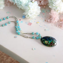 Load image into Gallery viewer, Long blue gemstone necklace in sterling silver