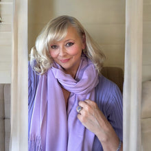 Load image into Gallery viewer, Long purple cashmere scarf for women