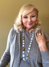 Load image into Gallery viewer, Long pearl and crystal necklace