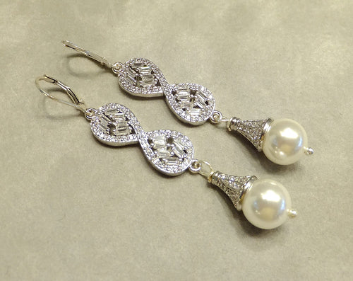 Long crystal drop earrings for wedding