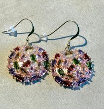 Load image into Gallery viewer, Multi Color Crystal drop earrings in gold