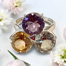 Load image into Gallery viewer, Three gemstone ring in sterling silver
