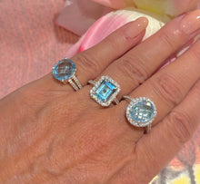 Load image into Gallery viewer, Blue topaz and white topaz ring