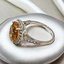 Load image into Gallery viewer,  Oval cut Citrine gemstone ring in sterling silver
