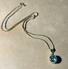 Load image into Gallery viewer, Oval blue topaz pendant necklace in sterling silver