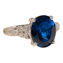 Load image into Gallery viewer, Oval cut London Blue Topaz gemstone ring in sterling silver