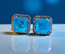 Load image into Gallery viewer, Neon Blue Paraiba Blue stud earrings