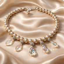 Load image into Gallery viewer, Mother Of Pearl and Austrian Crystal Teardrop Necklace