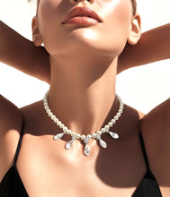 Load image into Gallery viewer, Mother Of Pearl and Austrian Crystal Teardrop Necklace