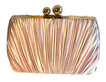 Load image into Gallery viewer, Pink satin pleated evening bag for women