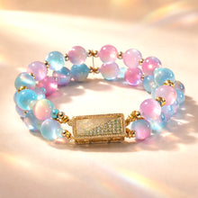 Load image into Gallery viewer, Pink and blue agate gemstone beaded bracelet
