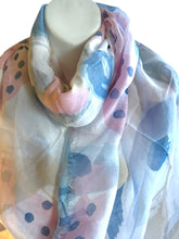 Load image into Gallery viewer, Pink, blue and white summer scarf