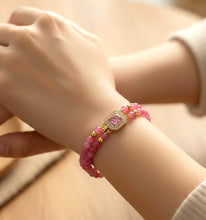 Load image into Gallery viewer, Pink crystal and gemstone bracelet