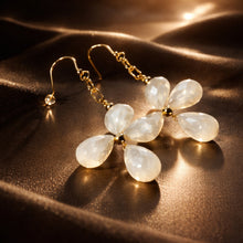 Load image into Gallery viewer, White gemstone long drop earrings in gold