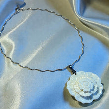Load image into Gallery viewer, White flower rose mother of pearl necklace in sterling silver