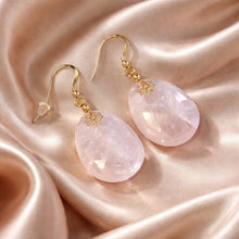 Load image into Gallery viewer, Gold Filled rose quartz drop earrings