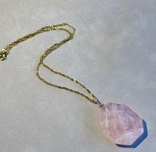Load image into Gallery viewer, Necklace with a Rose Quartz gemstone pendant in gold filled