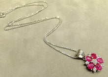 Load image into Gallery viewer, Ruby flower necklace in sterling silver

