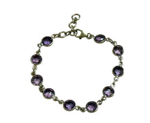 Load image into Gallery viewer, Silver amethyst gemstone bracelet