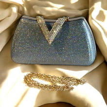 Load image into Gallery viewer, Silver and gold evening clutch bag for women