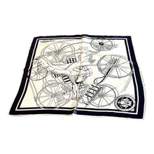 Load image into Gallery viewer, Square scarf with bicycle design on a white background