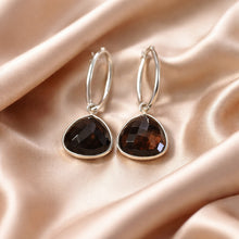 Load image into Gallery viewer, Sterling silver smokey quartz gemstone earrings