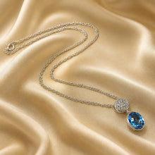 Load image into Gallery viewer, Sterling silver blue topaz pendant necklace
