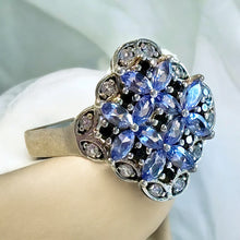 Load image into Gallery viewer, Tanazanite flower gemstone ring