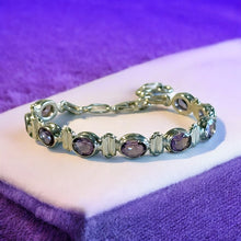 Load image into Gallery viewer, Amethyst gemstone bracelet in sterling silver