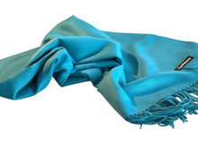 Load image into Gallery viewer, Long Turquoise blue cashmere scarf for women