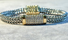 Load image into Gallery viewer, Two tone silver and gold crystal bracelet