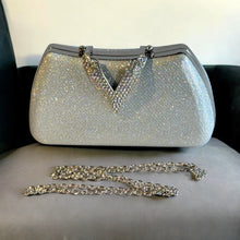 Load image into Gallery viewer, V clasp silver evening bag