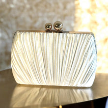 Load image into Gallery viewer, White satin evening clutch purse