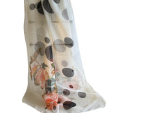 Load image into Gallery viewer, White floral print scarf for women