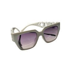 Load image into Gallery viewer, White sunglasses with gold oval detail