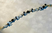 Load image into Gallery viewer, White , black and gold woven gemstone bracelet